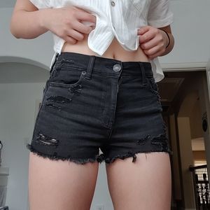 AE Ne(x)t Level High-Waisted Denim Short Short in black